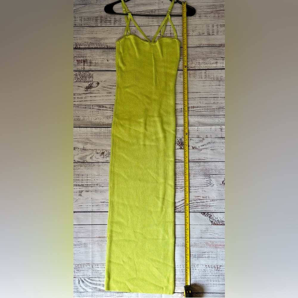 VENUS Bright Yellow/Green Ribbed Pencil Dress